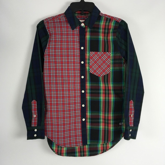 Vineyard Vines Relaxed Plaid Shirt Christmas - Picture 1 of 8